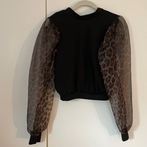 Nasty Gal Cheetah Puffy Sleeve Top